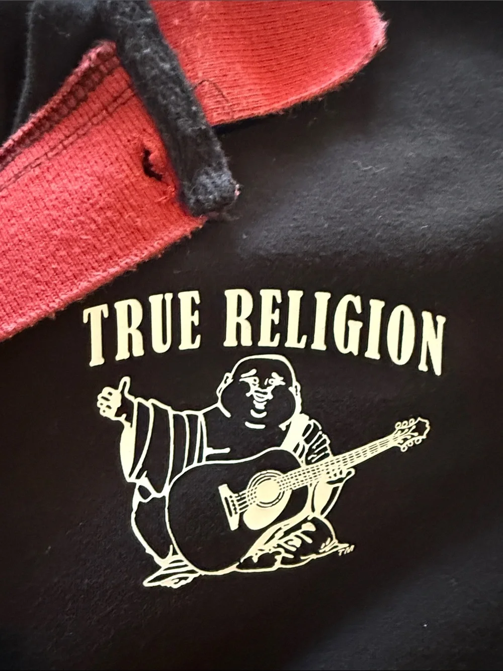 True Religion Black Polo with Red Collar and Trim